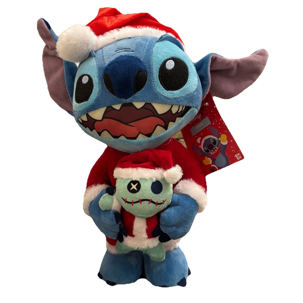 Disney‎ Christmas Holiday Santa Stitch Scrump Doll Plush Greeter 16"
